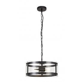 PARKER matt black and glass ceiling pendant - medium
