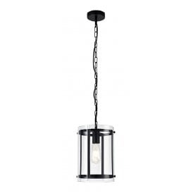 PARKER matt black and glass ceiling pendant - small