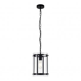 PARKER matt black and glass ceiling pendant - small