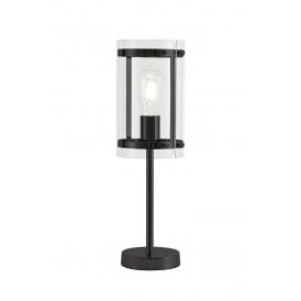 PARKER modern matt black table lamp with clear glass