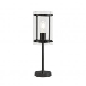 PARKER modern matt black table lamp with clear glass