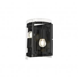 PARKER modern matt black wall light with clear glass