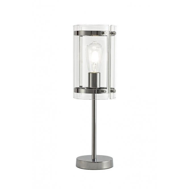 PARKER modern polished chrome table lamp with clear glass