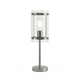 PARKER modern polished chrome table lamp with clear glass
