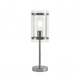 PARKER modern polished chrome table lamp with clear glass