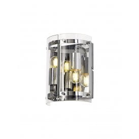 PARKER modern polished chrome wall light with clear glass