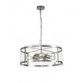 PARKER polished chrome and glass ceiling pendant - large