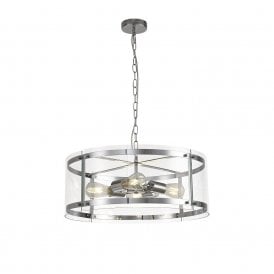 PARKER polished chrome and glass ceiling pendant - large