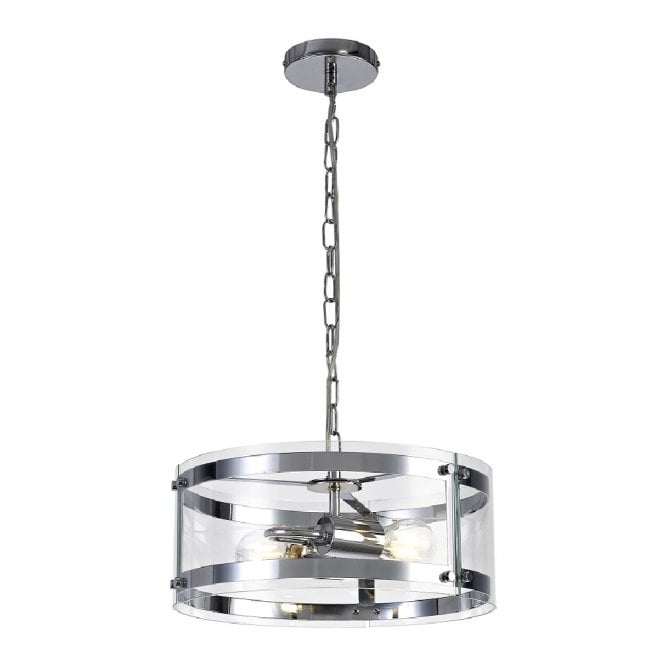 PARKER polished chrome and glass ceiling pendant - medium