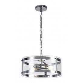 PARKER polished chrome and glass ceiling pendant - medium