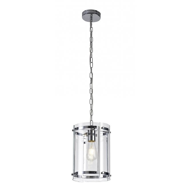PARKER polished chrome and glass ceiling pendant - small