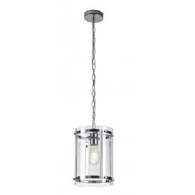 PARKER polished chrome and glass ceiling pendant - small