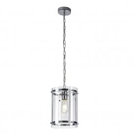 PARKER polished chrome and glass ceiling pendant - small
