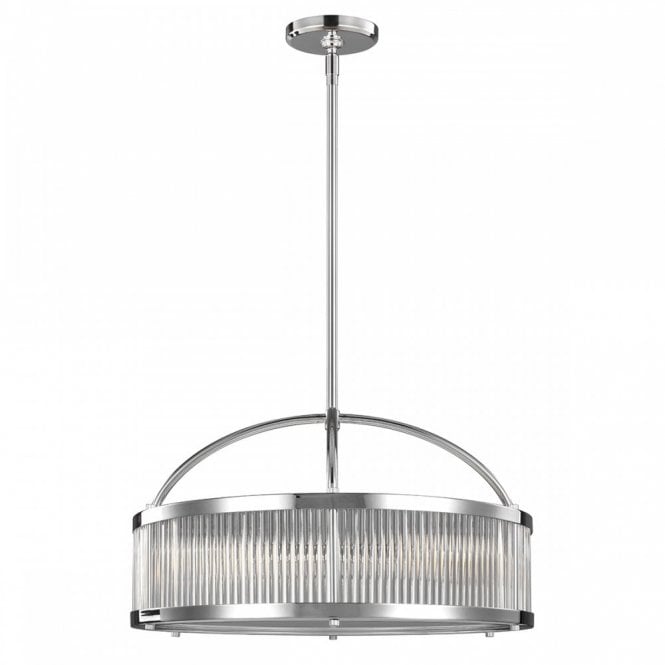 PAULSON Deco style circular ceiling pendant with glass rod shade