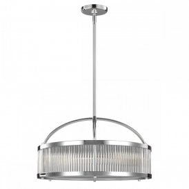 PAULSON Deco style circular ceiling pendant with glass rod shade