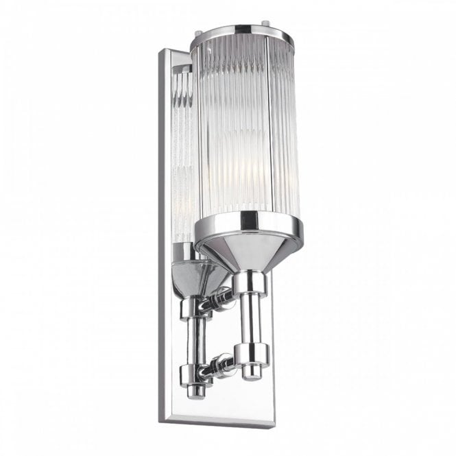 PAULSON IP44 Deco style chrome and glass wall light