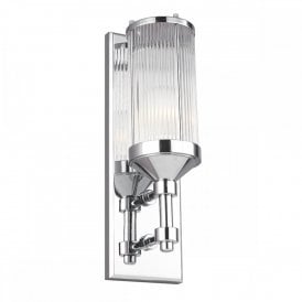 PAULSON IP44 Deco style chrome and glass wall light