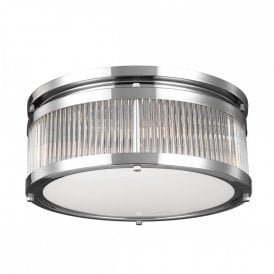PAULSON IP44 Deco style flush fitting ceiling light with glass rod shade - medium