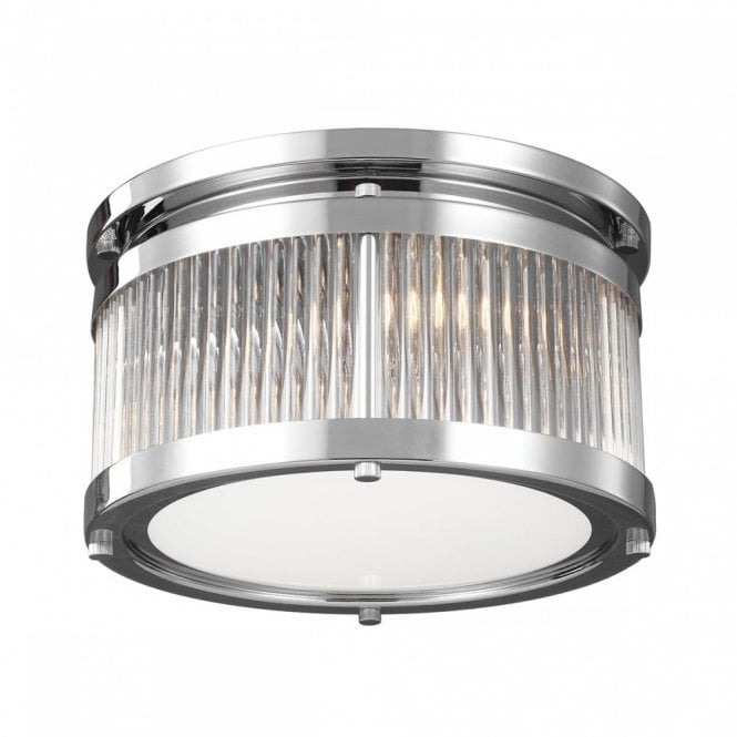 PAULSON IP44 Deco style flush fitting ceiling light with glass rod shade - small
