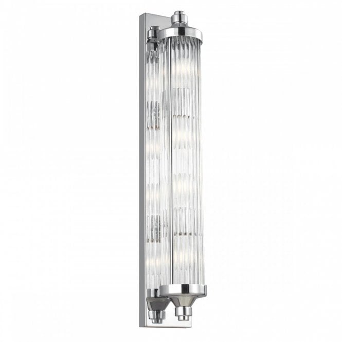 PAULSON IP44 Deco style flush fitting chrome and glass wall bar light