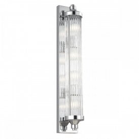 PAULSON IP44 Deco style flush fitting chrome and glass wall bar light