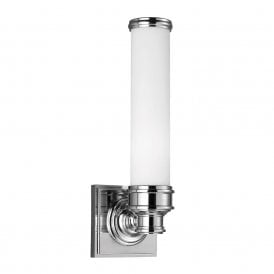 PAYNE IP44 bathroom wall light, chrome with opal glass shade