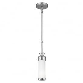 PAYNE small LED bathroom ceiling pendant in chrome with opal glass shade