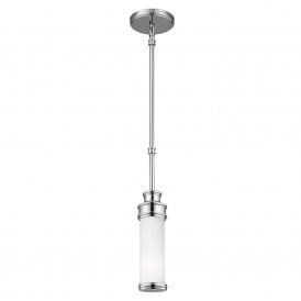 PAYNE small LED bathroom ceiling pendant in chrome with opal glass shade