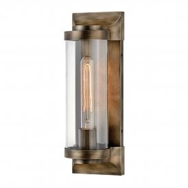 Brass outdoor wall light IP44 with clear glass