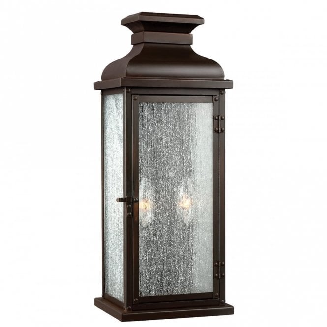 PEDIMENT replica outdoor Victorian gas lamp wall light in dark copper finish - medium