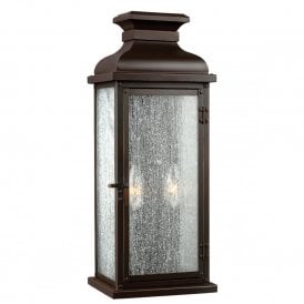 PEDIMENT replica outdoor Victorian gas lamp wall light in dark copper finish - medium