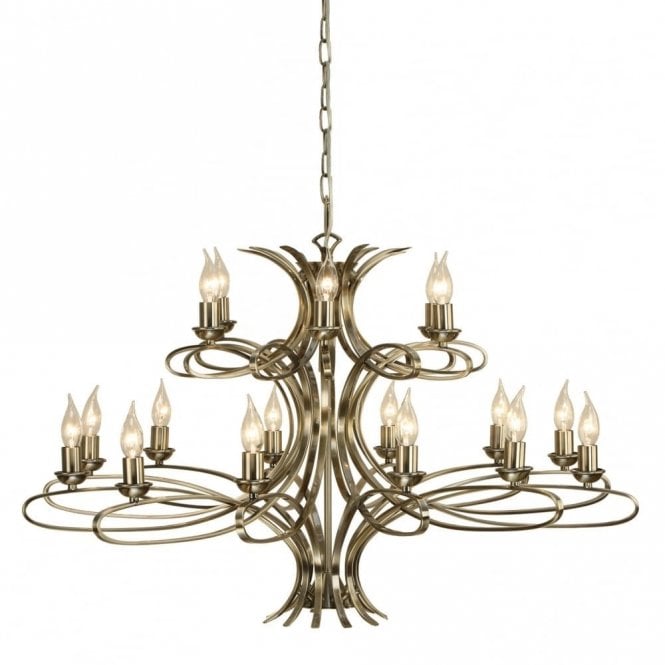 PENN large classic 18 light brushed brass chandelier