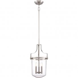 PENN STATION hanging ceiling pendant or lantern - brushed nickel