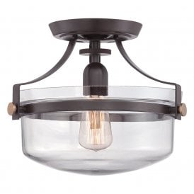 PENN STATION semi-flush fitting low ceiling light - bronze