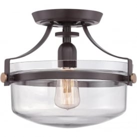 PENN STATION semi-flush fitting low ceiling light - bronze