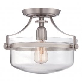 PENN STATION semi-flush fitting low ceiling light - brushed nickel