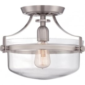 PENN STATION semi-flush fitting low ceiling light - brushed nickel