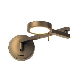 PERUSE antique brass LED swing arm task wall light