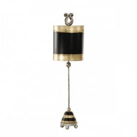 PHOENICIAN decorative silver leaf table lamp with gold and black stripes (Last one)