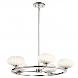 5 Light Chandelier in Chrome with Etched Opal Glass