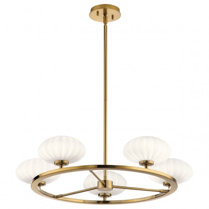 PIM Gold and opal glass shade Chandelier