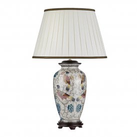 PING oriental ceramic table lamp with hand painted bird motif