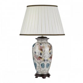 PING oriental ceramic table lamp with hand painted bird motif