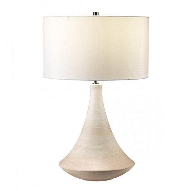 PINNER pale ceramic base table lamp with cream faux silk shade