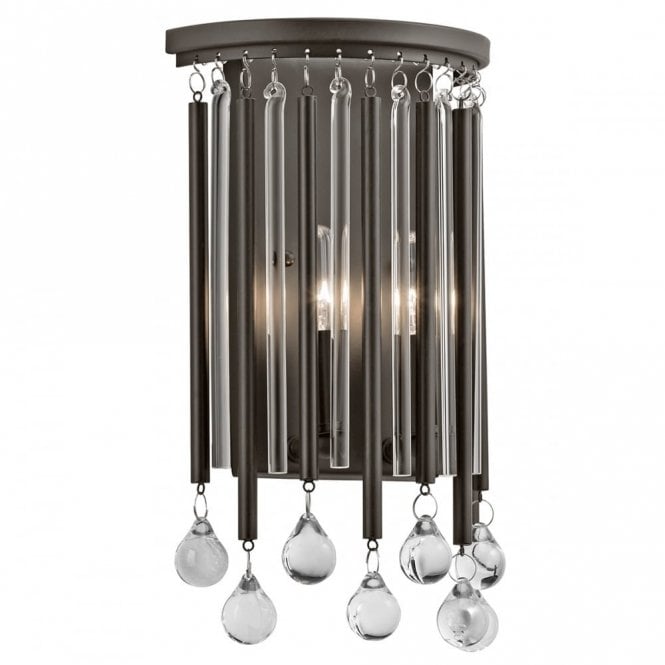 PIPER modern wall light with glass and metal rods dressed with glass beads