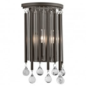 PIPER modern wall light with glass and metal rods dressed with glass beads