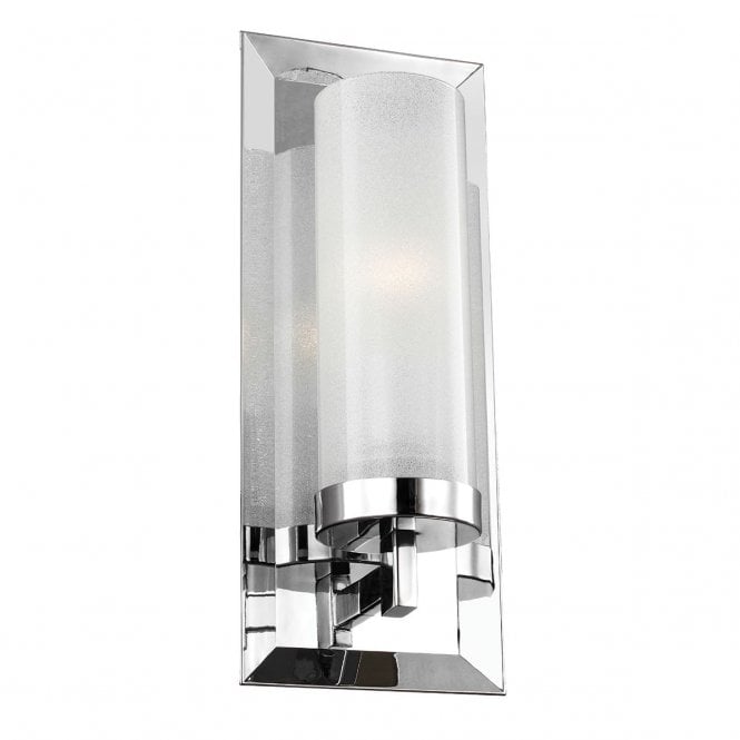 PIPPIN LED chrome bathroom wall light with sugar glass shade