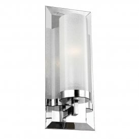 PIPPIN LED chrome bathroom wall light with sugar glass shade