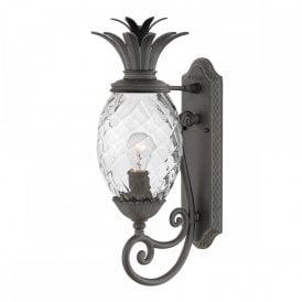 pineapple shaped exterior wall lantern with optic glass in black