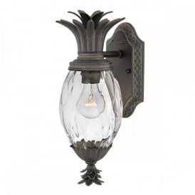 pineapple shaped exterior light in black with optic glass